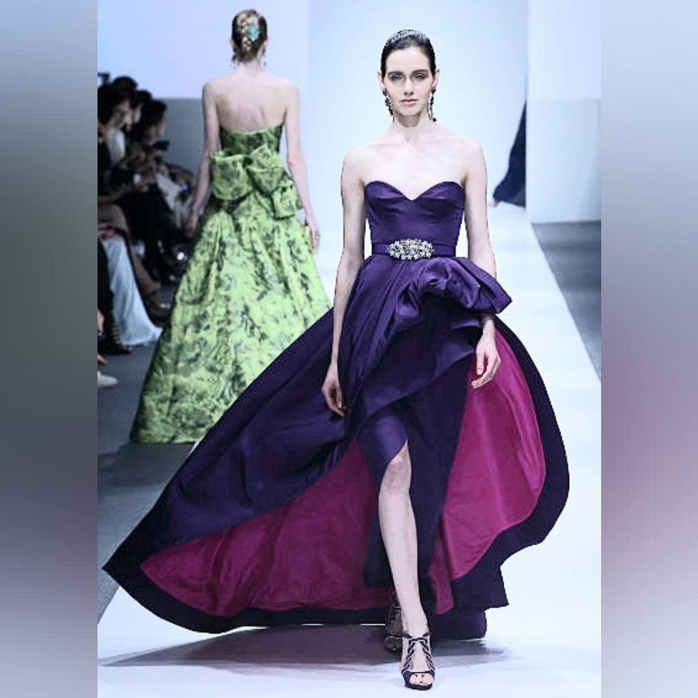 $6,790 NEW WITH PRICE TAG - OSCAR DE LA RENTA PURPLE PINK SILK GOWN US 8 M